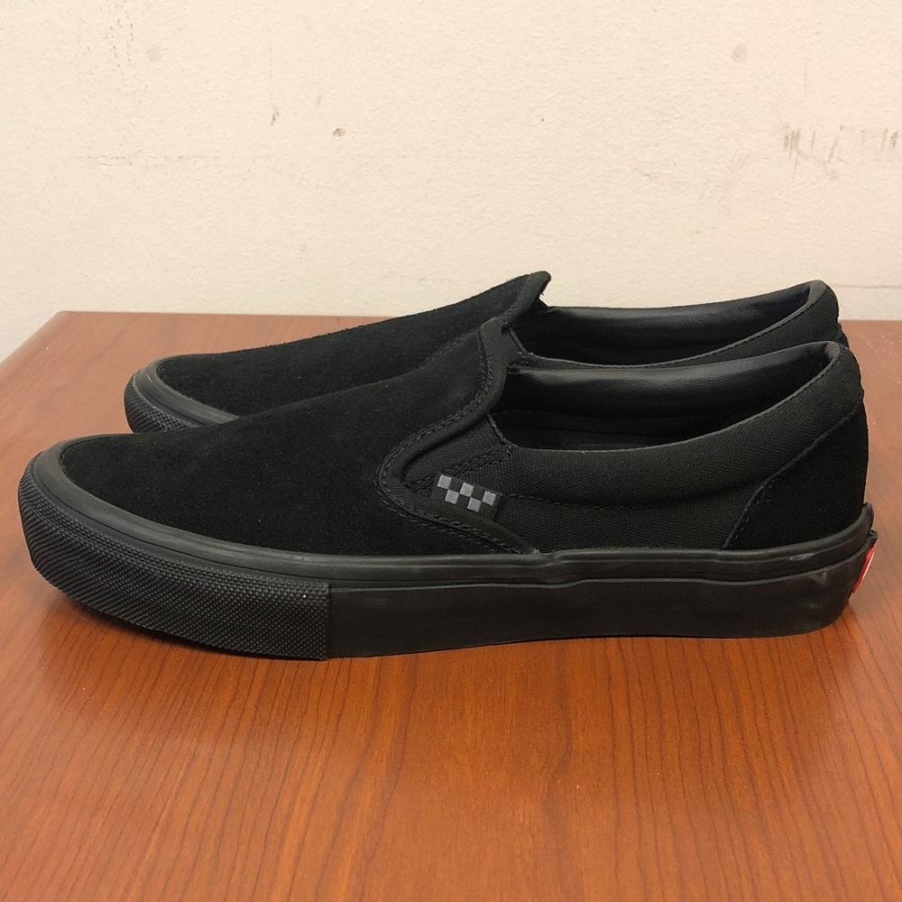 Mens Vans Black Suede & Canvas Slip-On Sneakers Sz 8.5 brand new